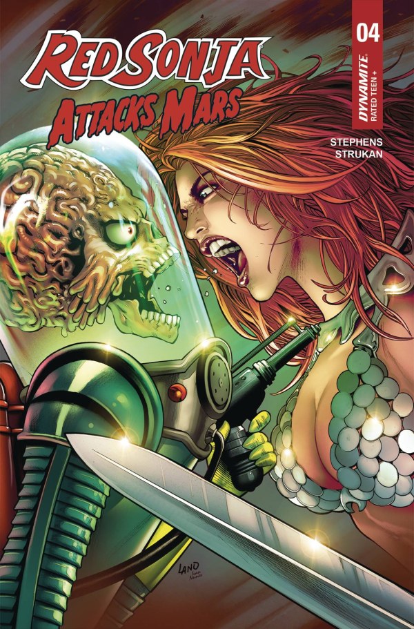 Red Sonja Attacks Mars #4 (Polybagged w/ Card Greg Land Variant)